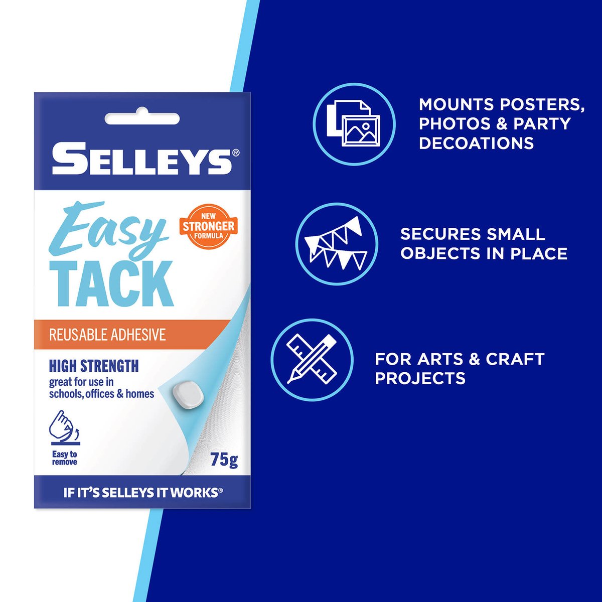 Selleys Easy Tack 75g Reusable Mounting Adhesive, Indoor & Outdoor