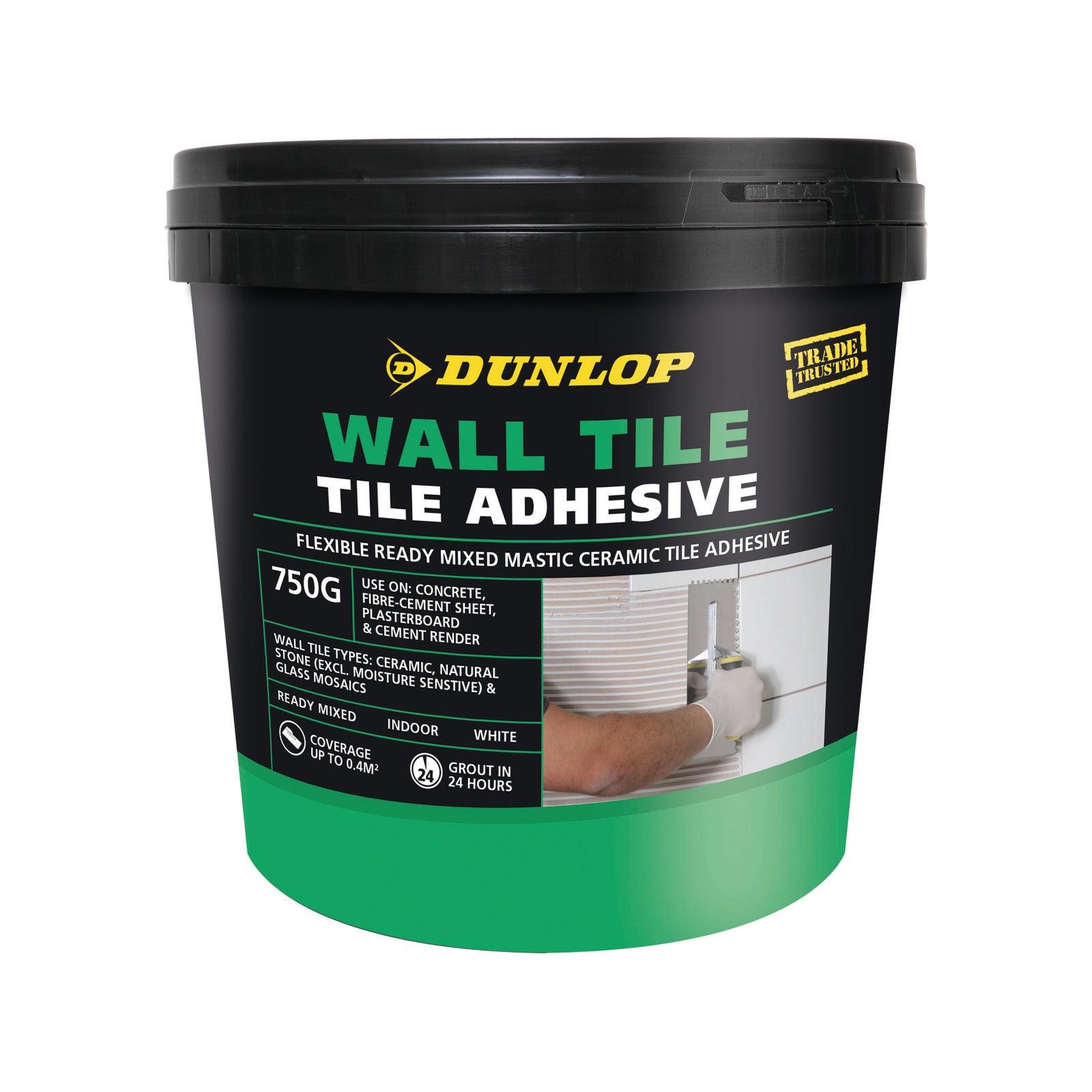 Dunlop 750g White Wall Tile Adhesive, Ready-Mixed, Non-Slump, Indoor