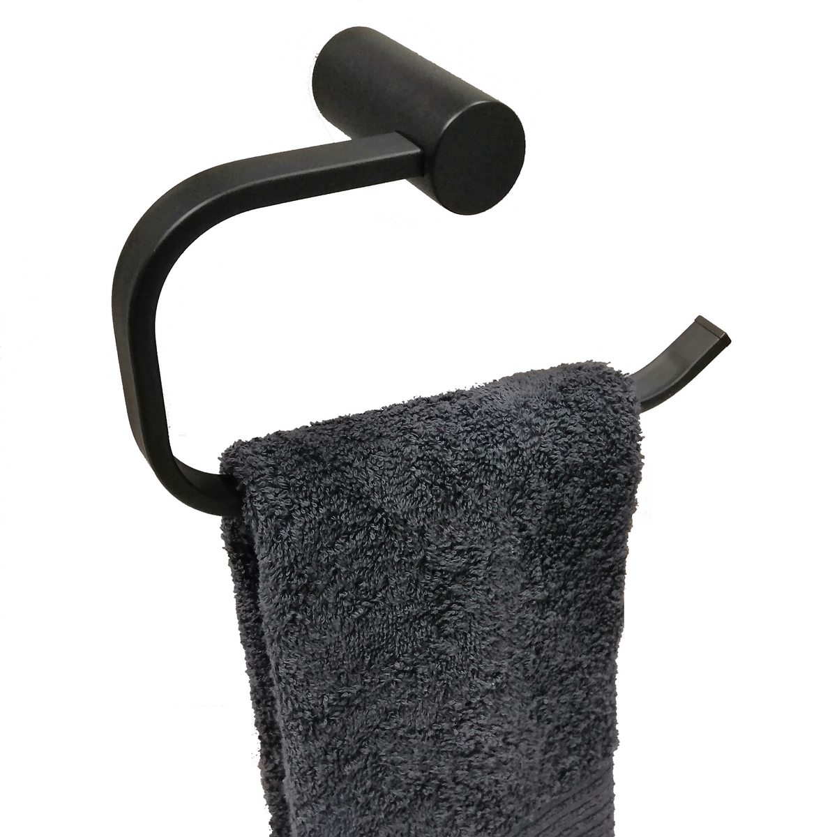 Enzo Barelli Matte Black Ambiente Coated Zinc Alloy Single Towel Ring