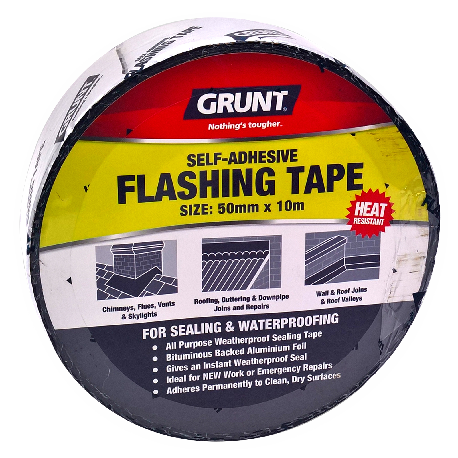 GRUNT 50mm x 10m Bitumen Waterproof Flashing Tape - Self Adhesive