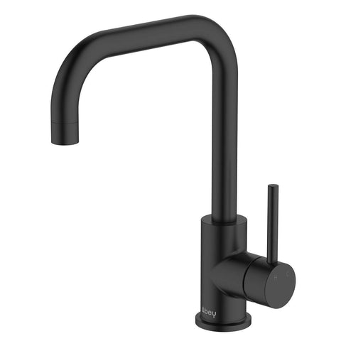 Abey Lucia lead-free square sidelever mixer tap - black, 360 degree swivel - 3K3-B-LF
