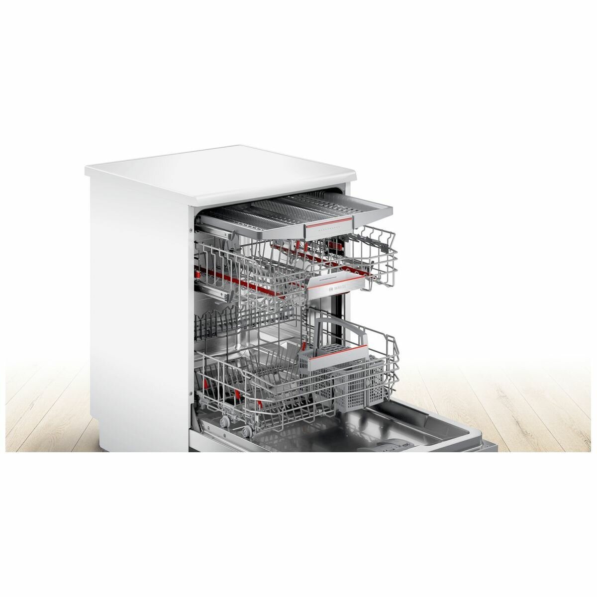 Bosch Series 6 60cm Freestanding Dishwasher - 15 Place Settings, White, Max Flex Baskets - SMS6HCW01A