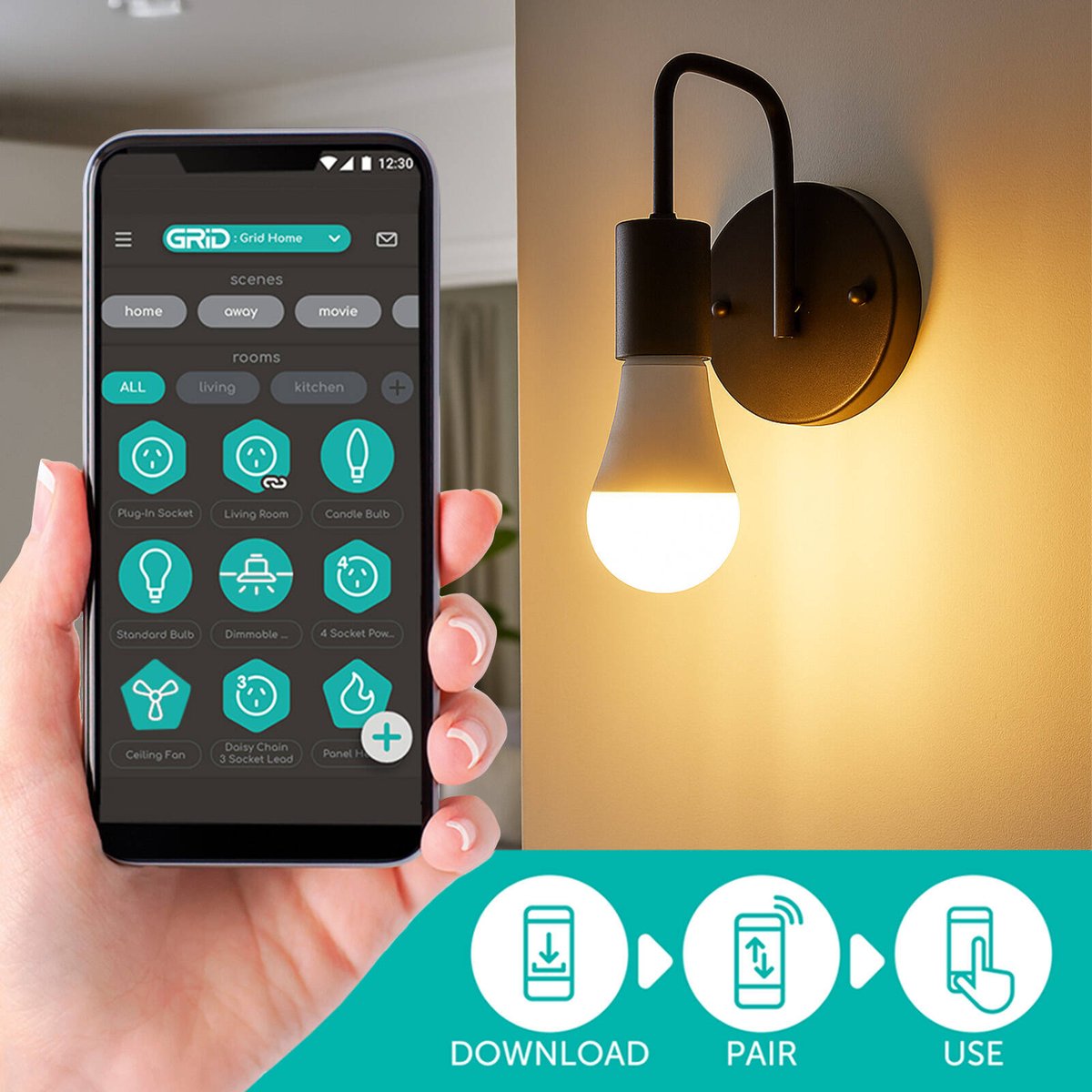 Arlec Grid Connect Smart E27 LED Globe 12W 1050lm CCT Colour Dimmable