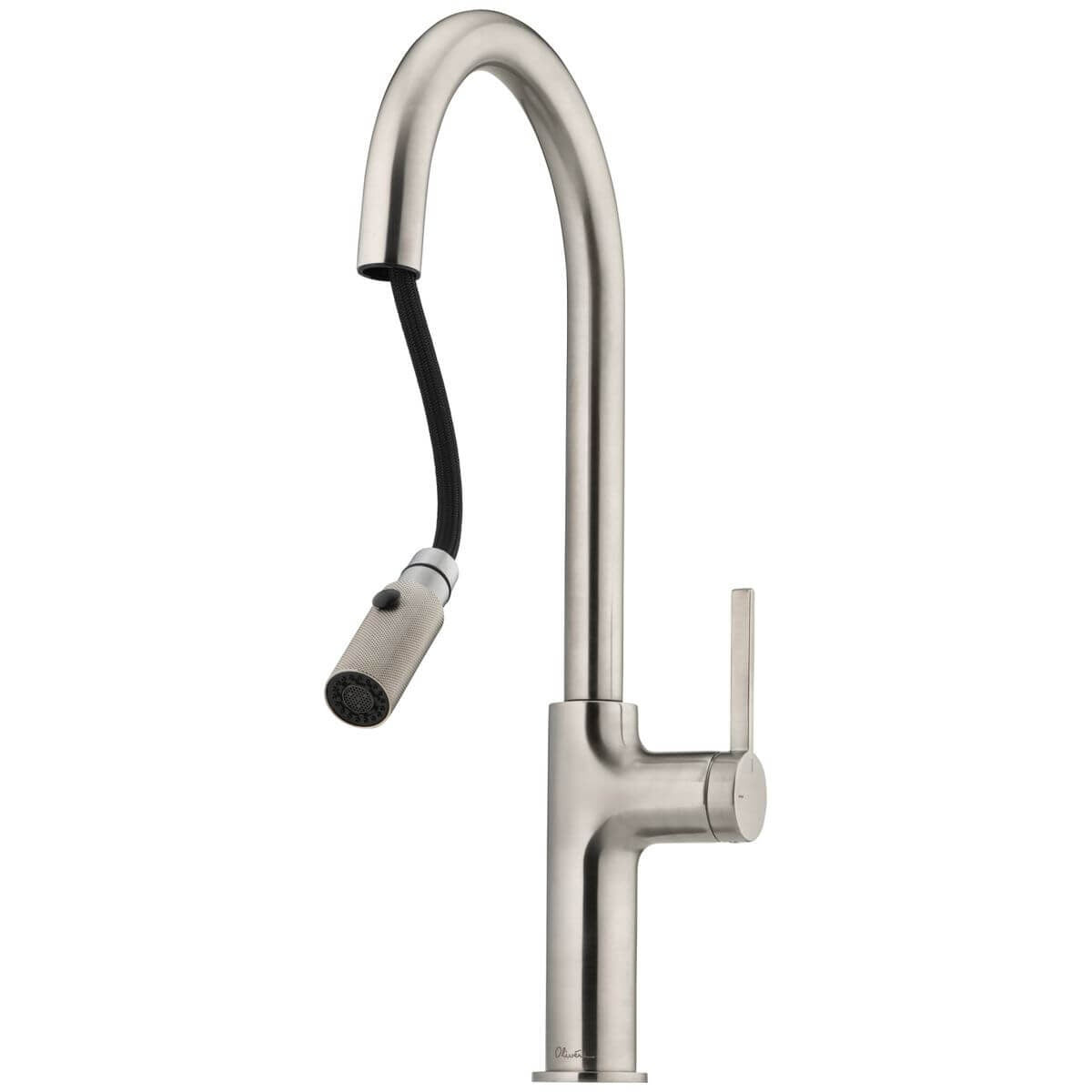 Oliveri Vilo Pull Out Spray Gooseneck Tap 6L/min - Nickel, Adjustable Spray, 5-Star - VT2425-BN