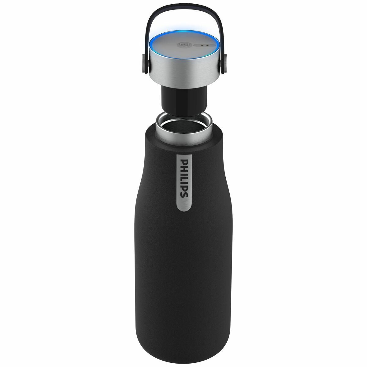 Philips GoZero hydration bottle 590ml - UV-C LED, double-wall insulation, black stainless steel - AWP2788BK
