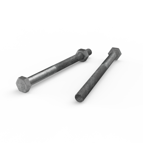 Zenith M10 x 130mm Hot Dip Galvanised Hex Head Bolt & Nut - 4.6 Grade Steel