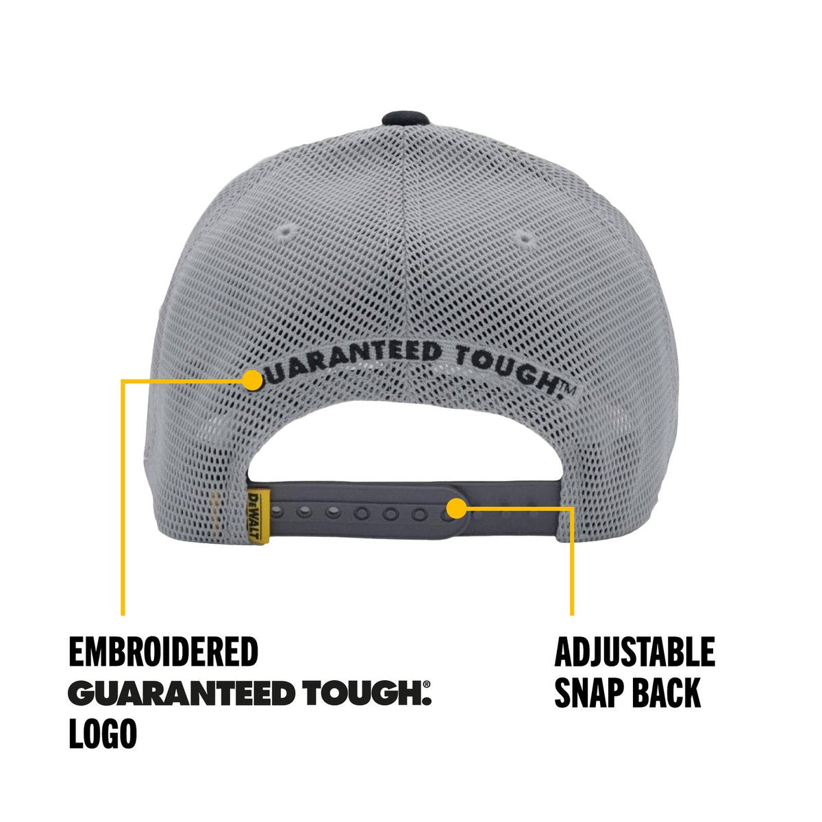 Dewalt Trucker Hat - Black Grey - Adjustable Fit - Breathable Mesh - One Size - SuperSaverAU - view 5