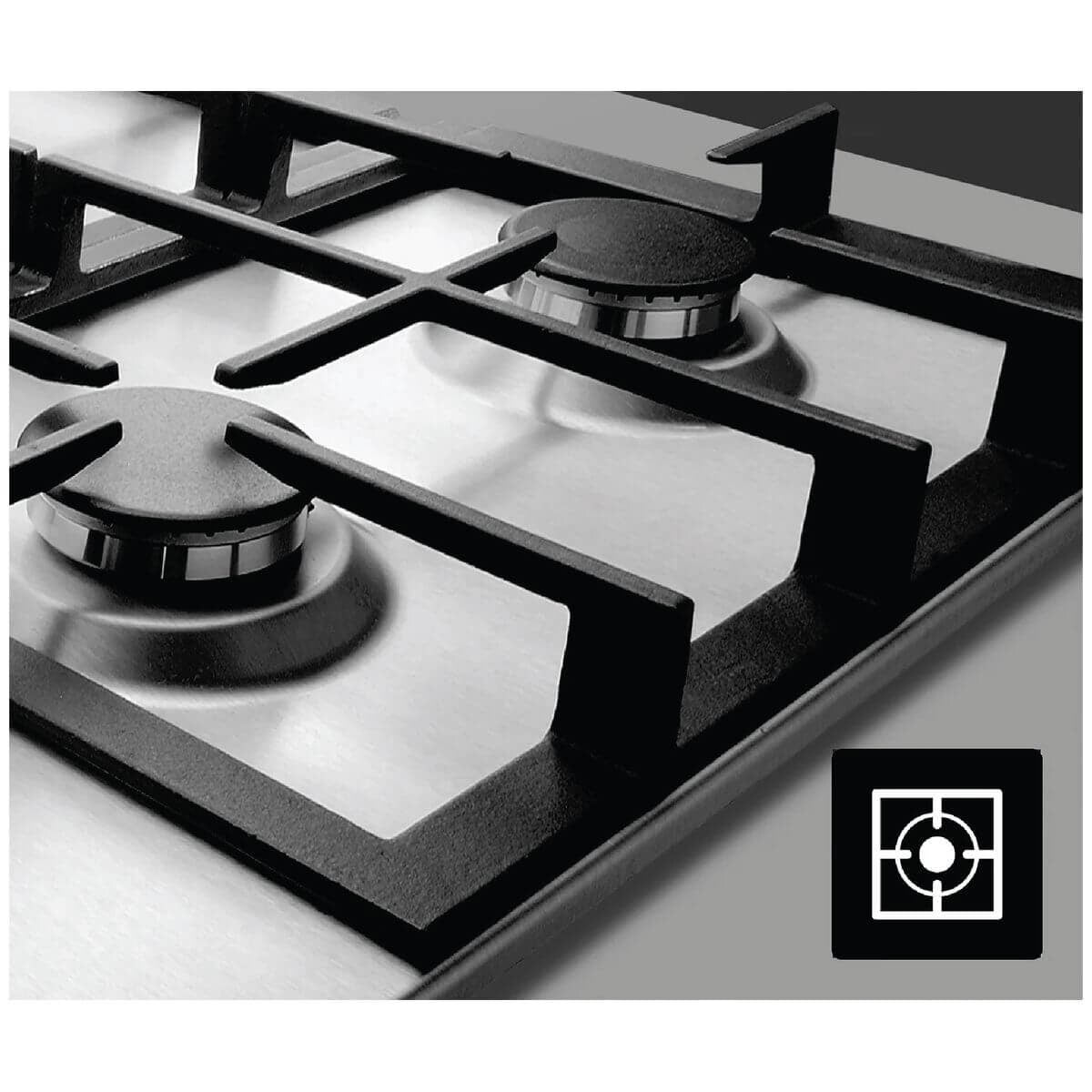 Glem Gas 90cm Natural Gas Cooktop - Stainless Steel, Five Burners, Front Controls, Wok Burner - GTD95AU