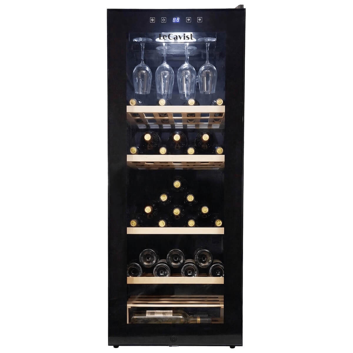 LeCavist Cuvee Emilion 111 Bottle Single Zone Wine Fridge - Black, UV Protected Glass Door - LCS100VN