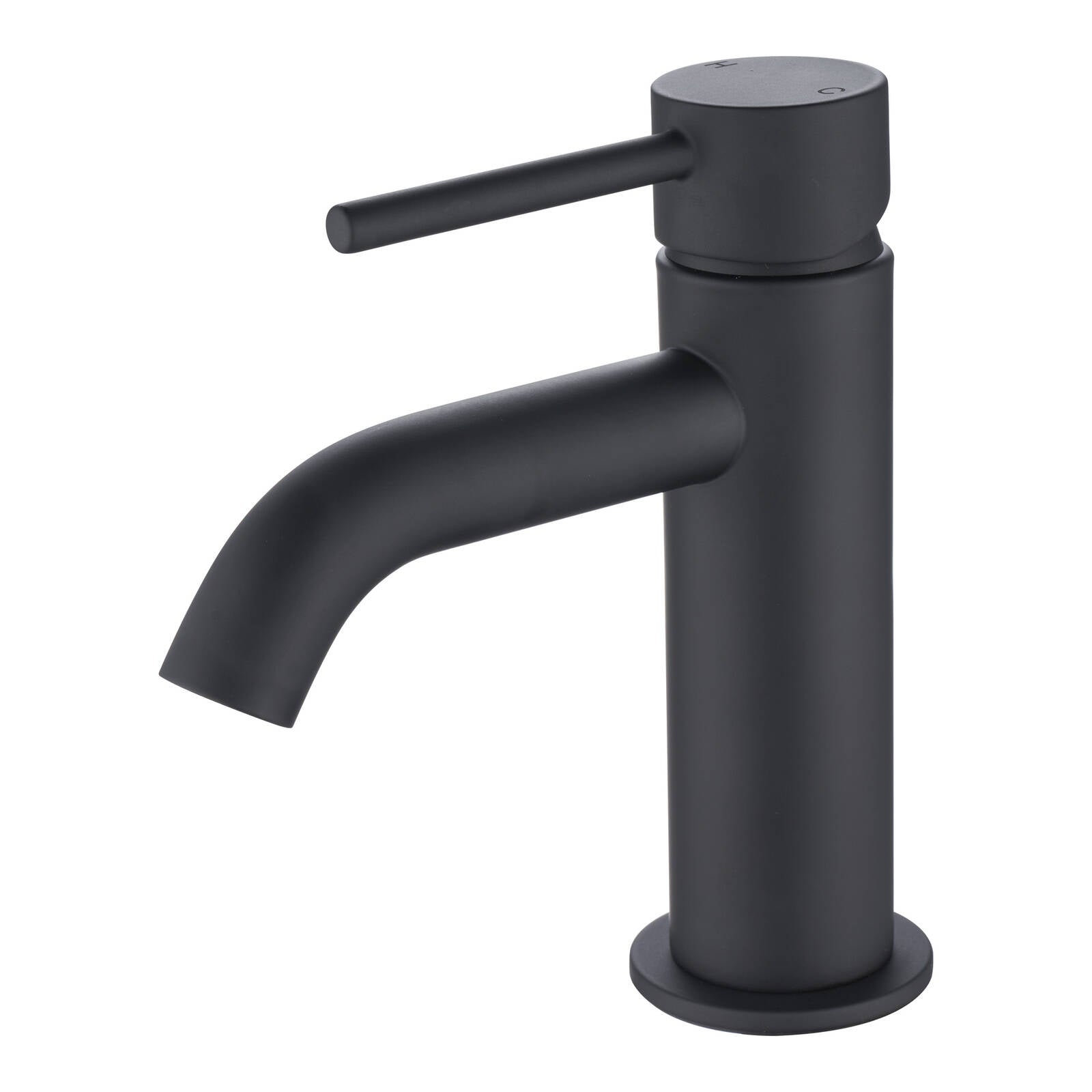 Mondella Resonance 25mm Matte Black Curved Spout Basin Mixer WELS 5 Star 6L/min Stainless Steel