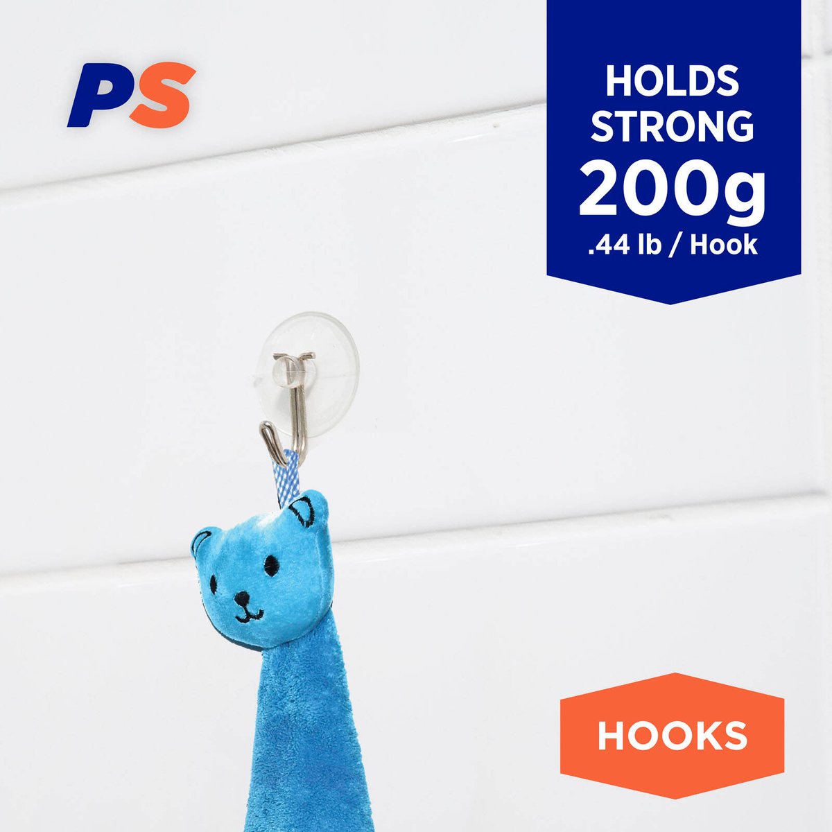 Permastik Medium Clear Plastic Suction Wall Hooks - 4 Pack