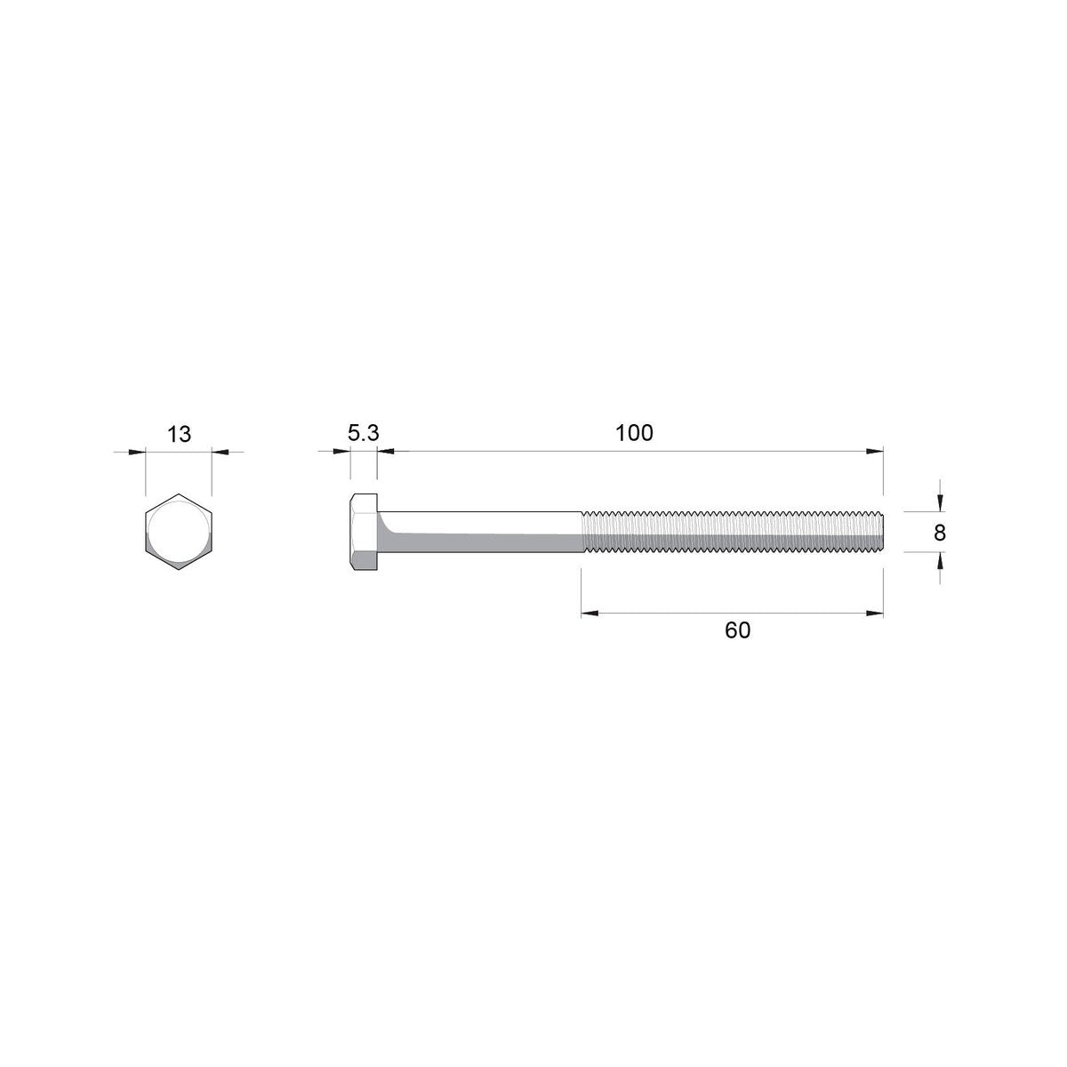 Zenith Hot Dip Galvanised Hex Head Bolts and Nuts M8 x 100mm 25 Pack - SuperSaverAU - view 4