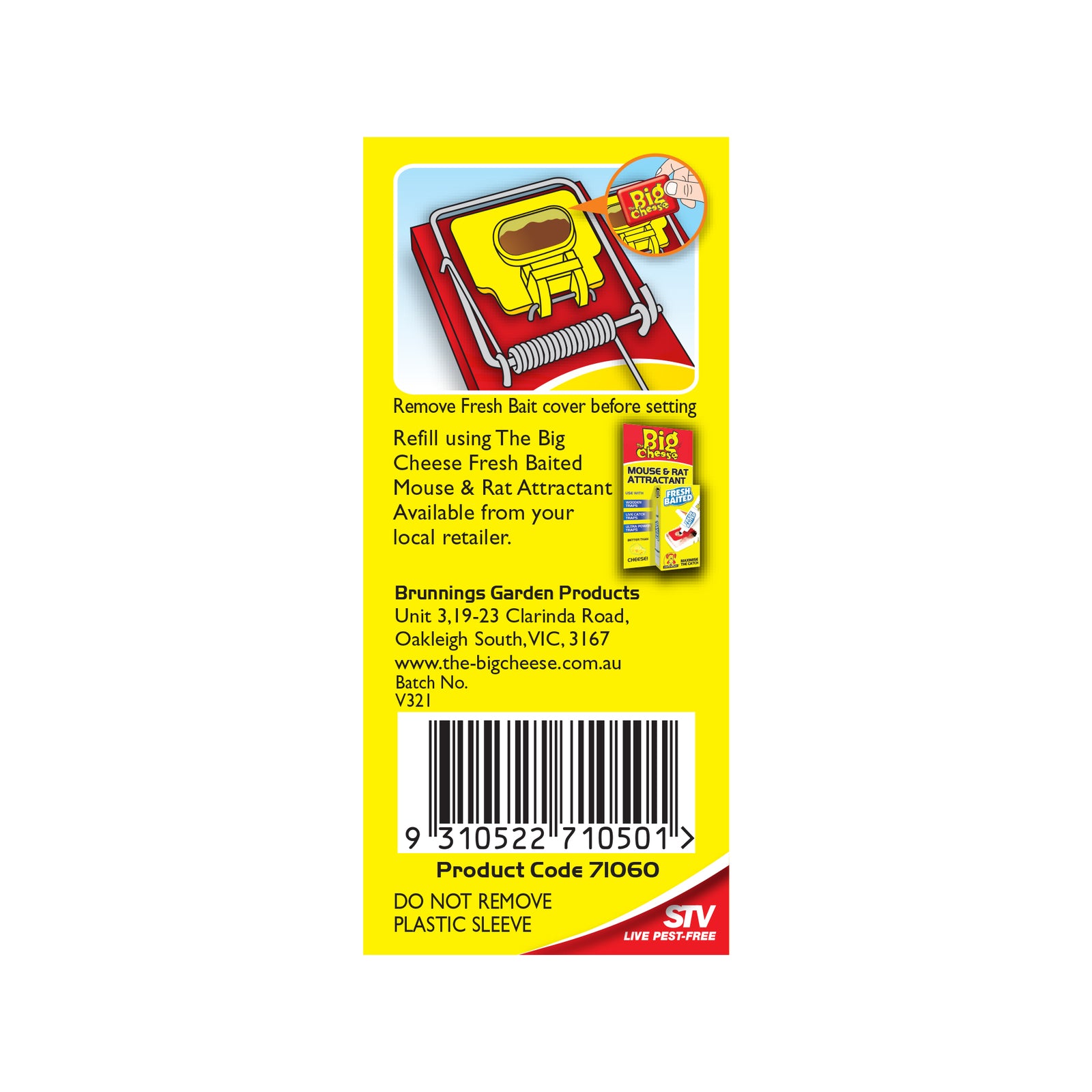 The Big Cheese Fresh Baited Mouse Trap - Refillable, Indoor & Outdoor