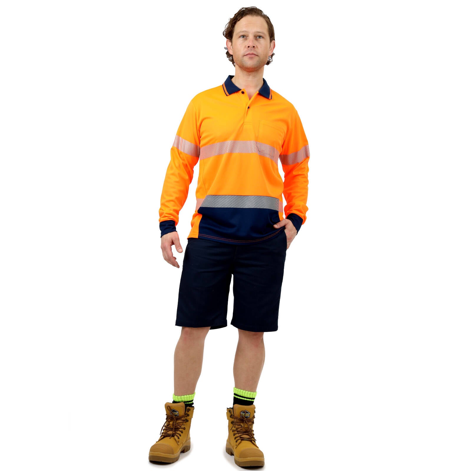 Citeco Orange Hi Vis Long Sleeve Polo - Men's Reflective Polyester, X-Large