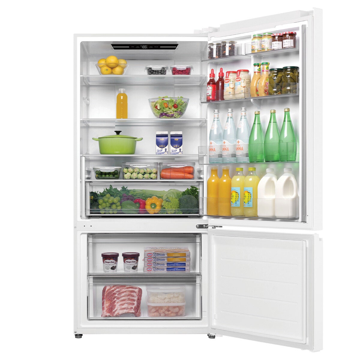 Haier 517L Bottom Mount Fridge - White, 5.5 Star Energy, Fingerprint-Resistant Finish - HRF510BW