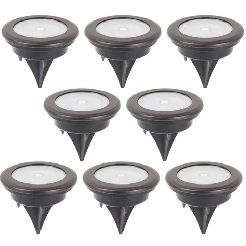 Click Orb 8 LED Solar Disc Light, 70mm, Black, 8 Pack, Weather Resistant