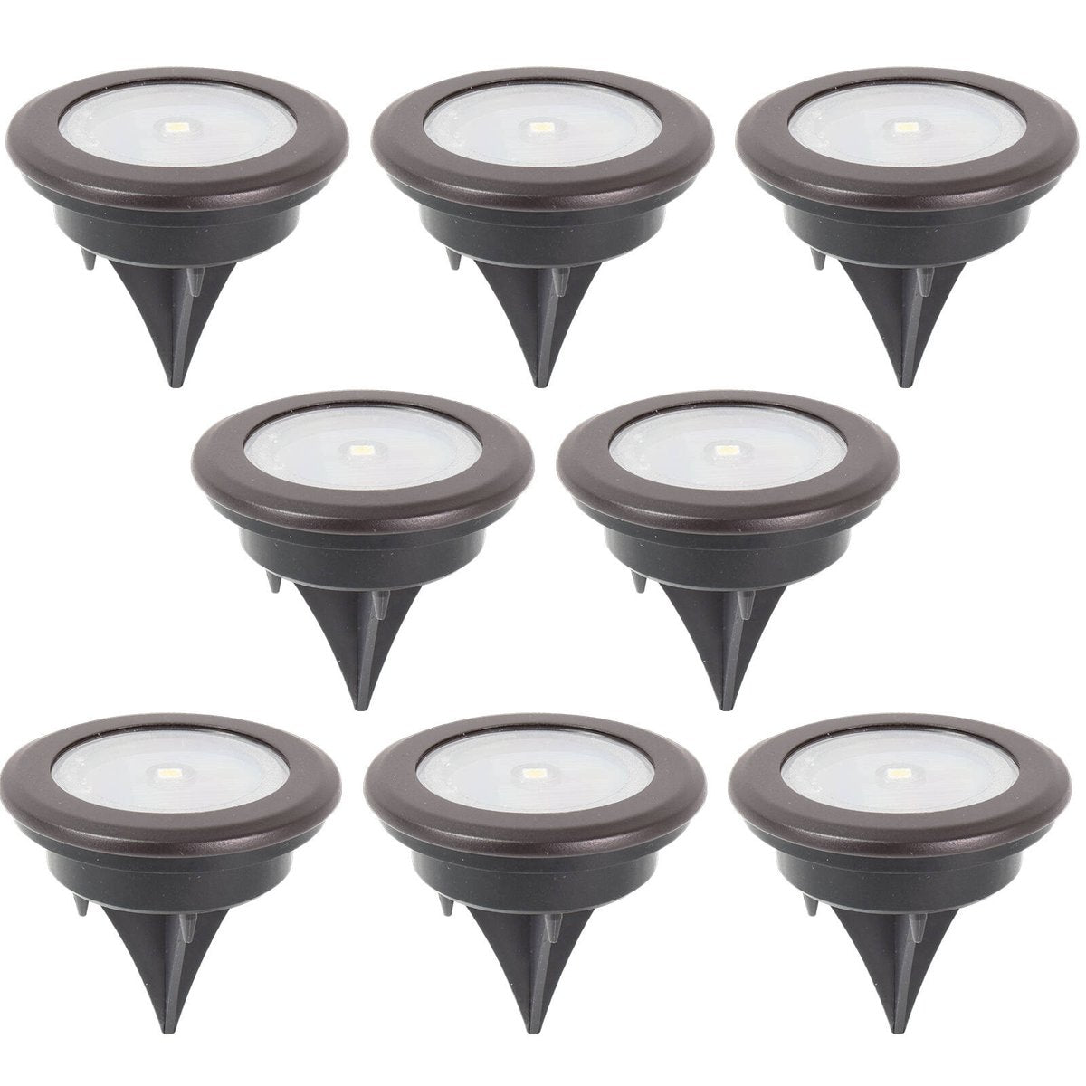 Click Orb 8 LED Solar Disc Light, 70mm, Black, 8 Pack, Weather Resistant