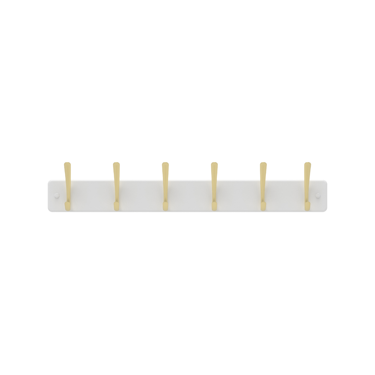 Mode 6 Hat and Coat Rack - 4 Hooks - 450mm x 70mm - Brushed Brass on White Board - SuperSaverAU - view 1