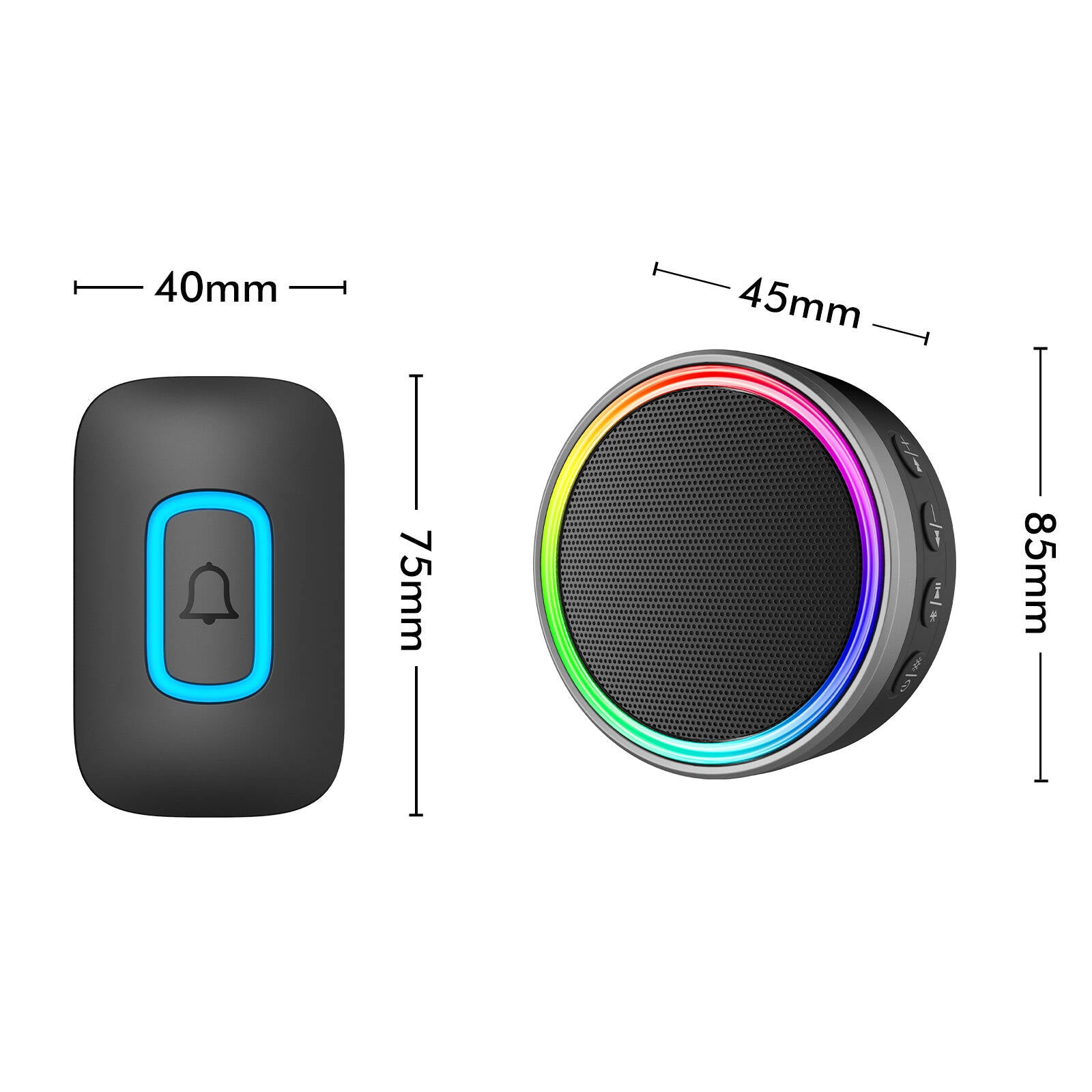 Arlec Black 200m Rechargeable Wireless Door Chime With RGB LED DCA02