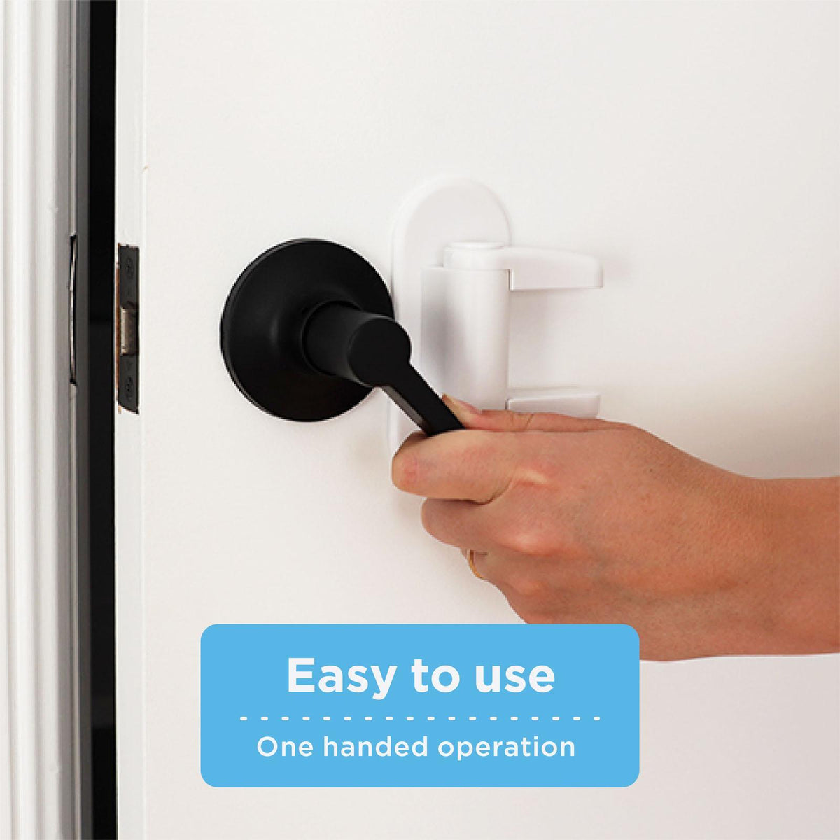 Perma Child Safety Door Lever Handle Lock 2 Pack White Plastic