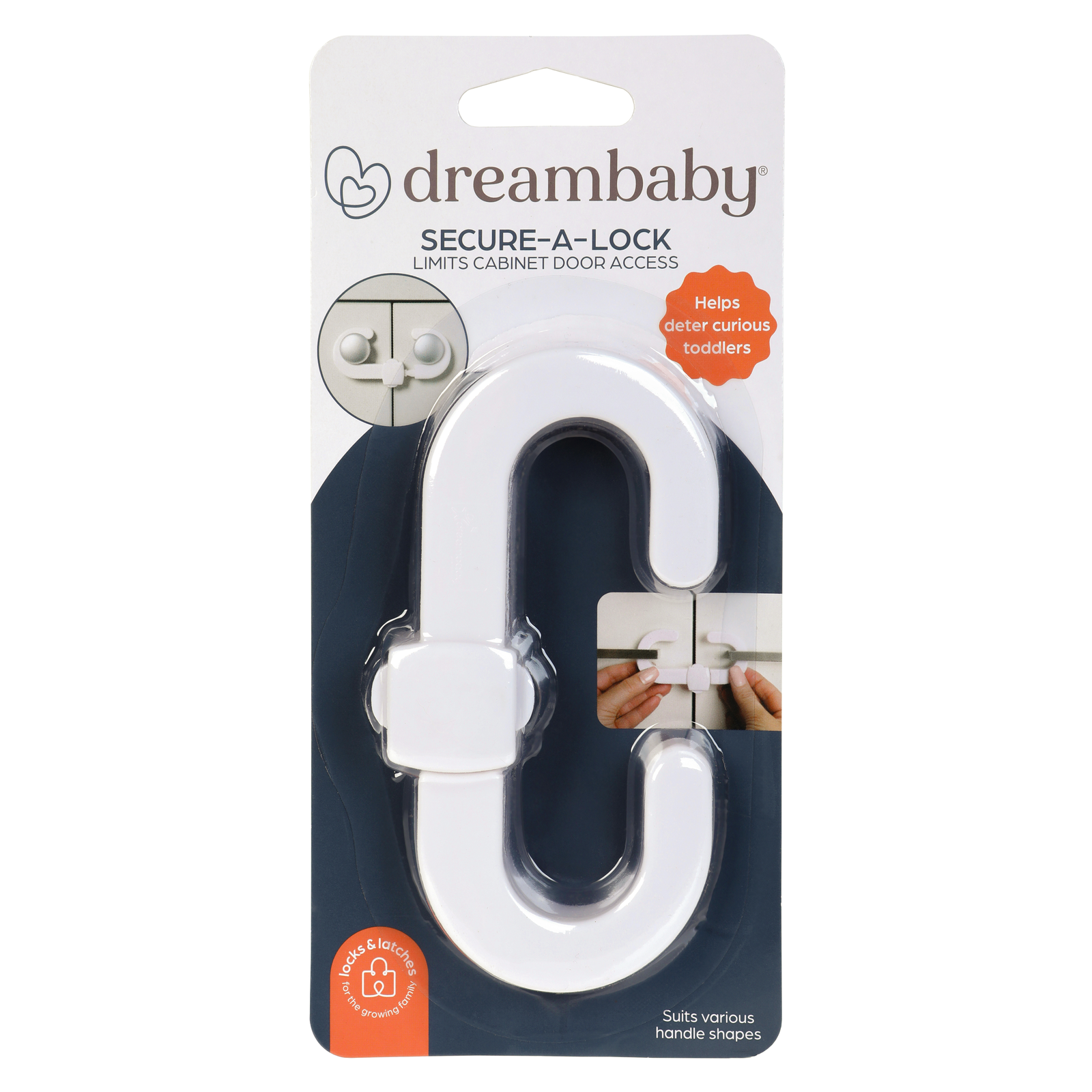 Dreambaby Child Safety Secure-A-Lock Cabinet Lock, White ABS