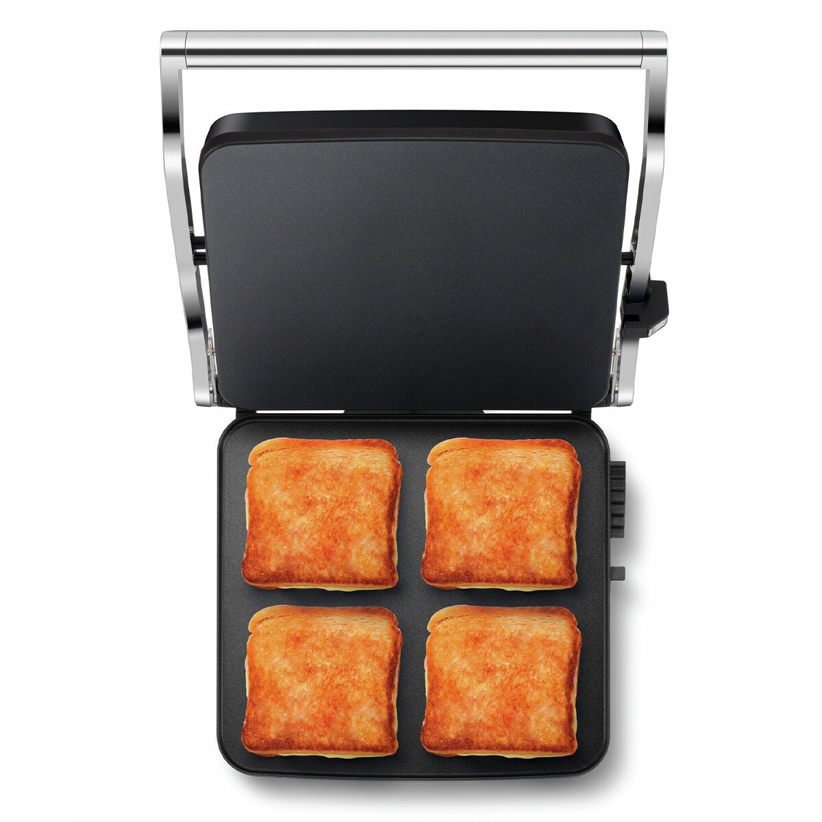 Breville Toast and Melt Four Slice Sandwich Press - Black Truffle, Floating Hinge, 2200W - LSG5450BTR