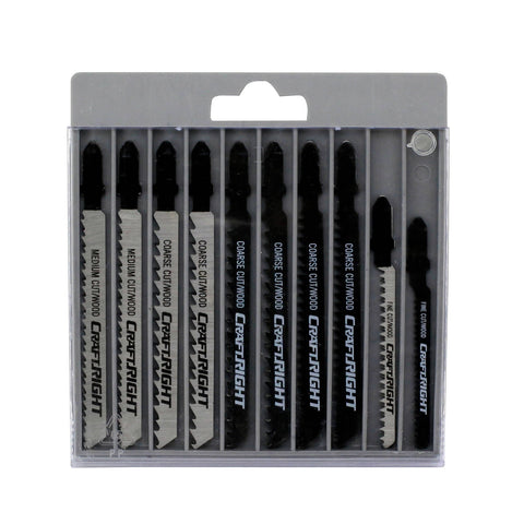 Craftright 10 Piece Jigsaw Blade Set, High Carbon Steel, for Timber