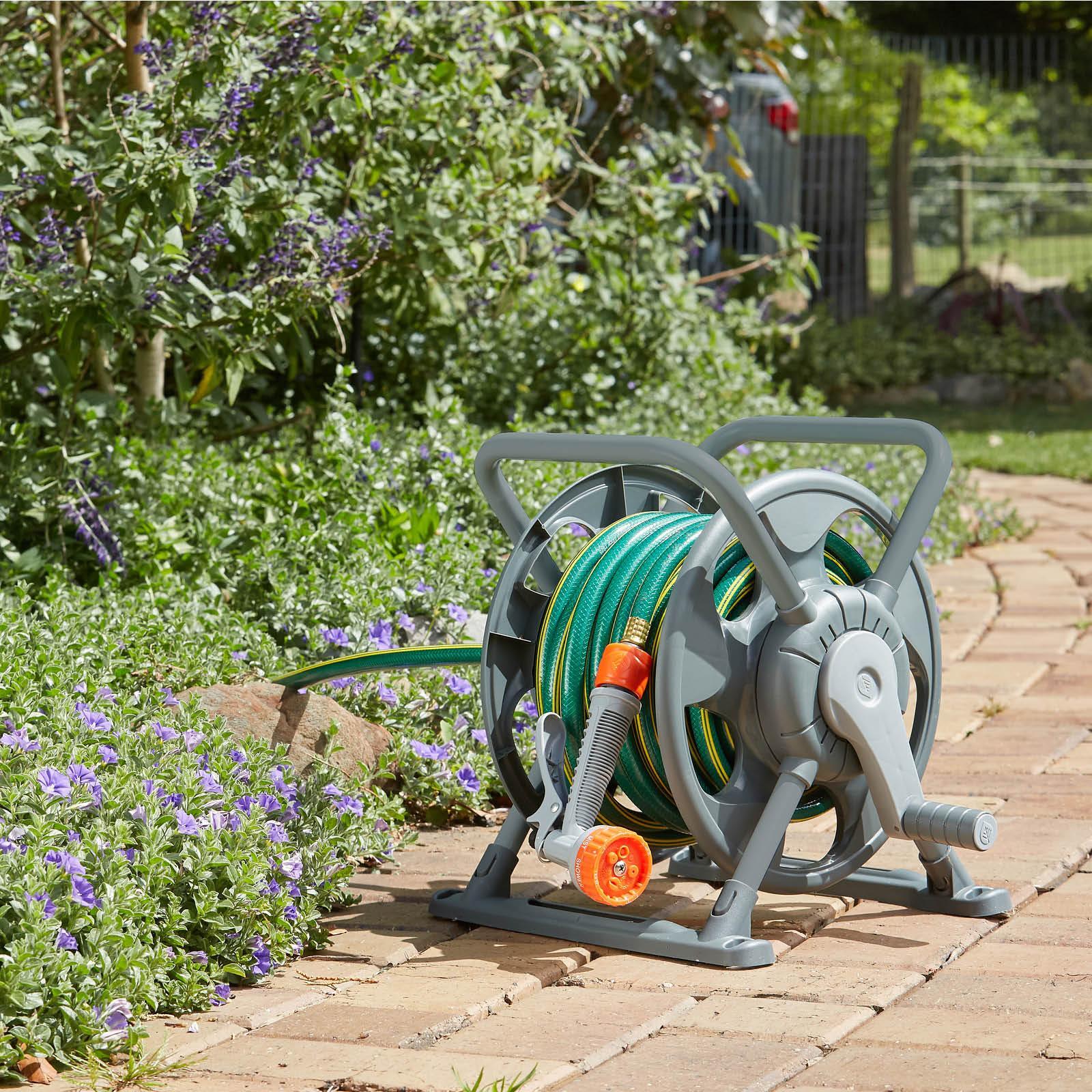 Pope Grey Complete Reel with 15m Hose Polypropylene Wall Mount Portable