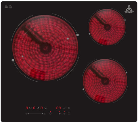 The Britex Group Trinity 60cm Ceramic Touch Control Cooktop - 3 Zones, Boost, 99-Minute Timer - TRC603
