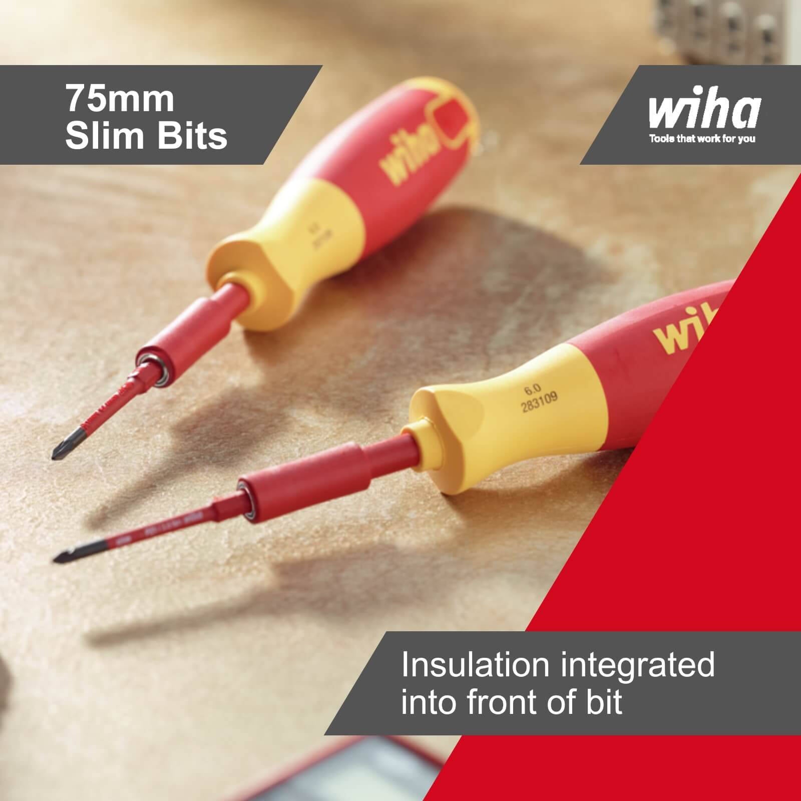 Wiha LiftUp Magazine Bit Holder Screwdriver VDE 1000V with Slim Bits