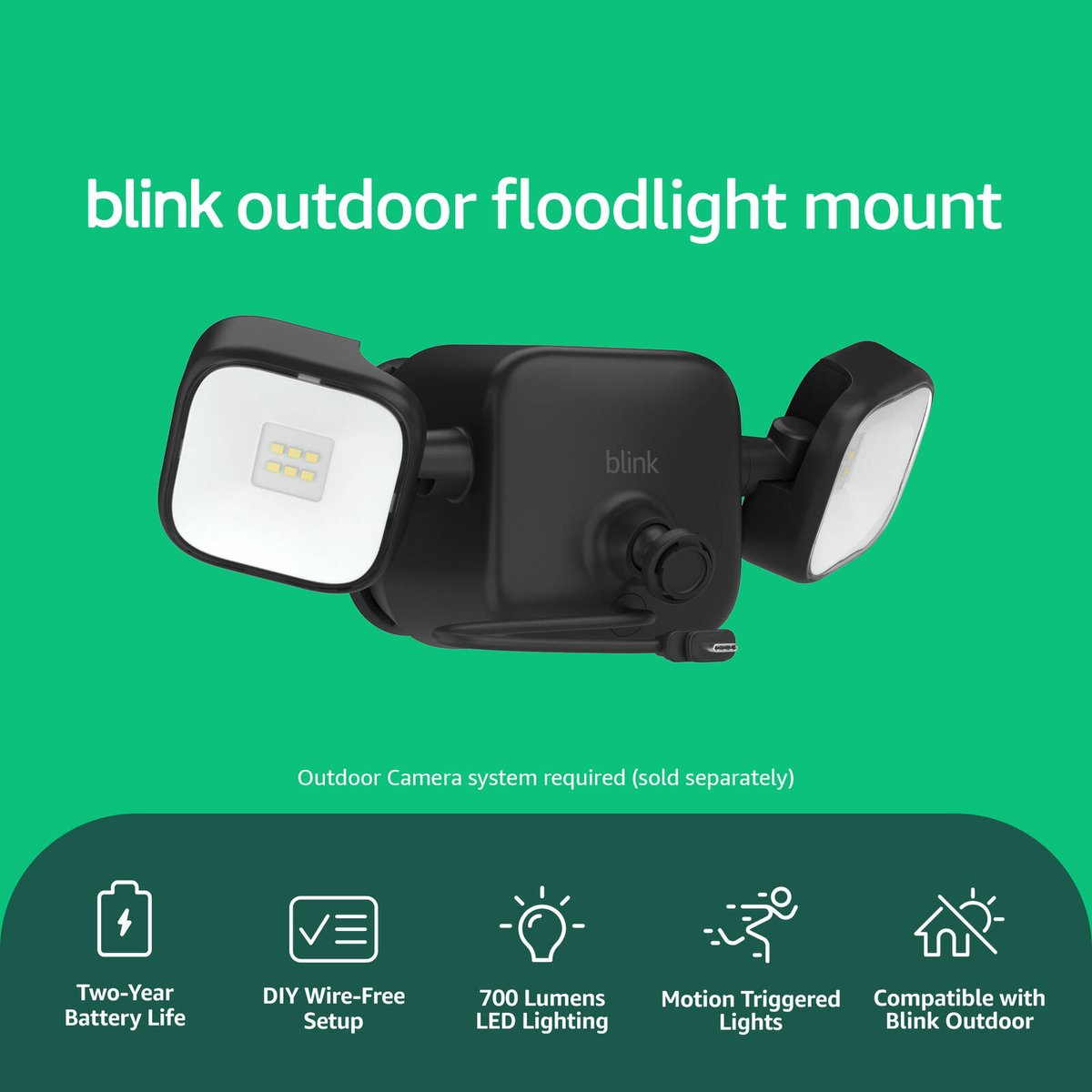 Blink Outdoor Floodlight Mount - 700 Lumens - Wireless - Black - SuperSaverAU - view 4