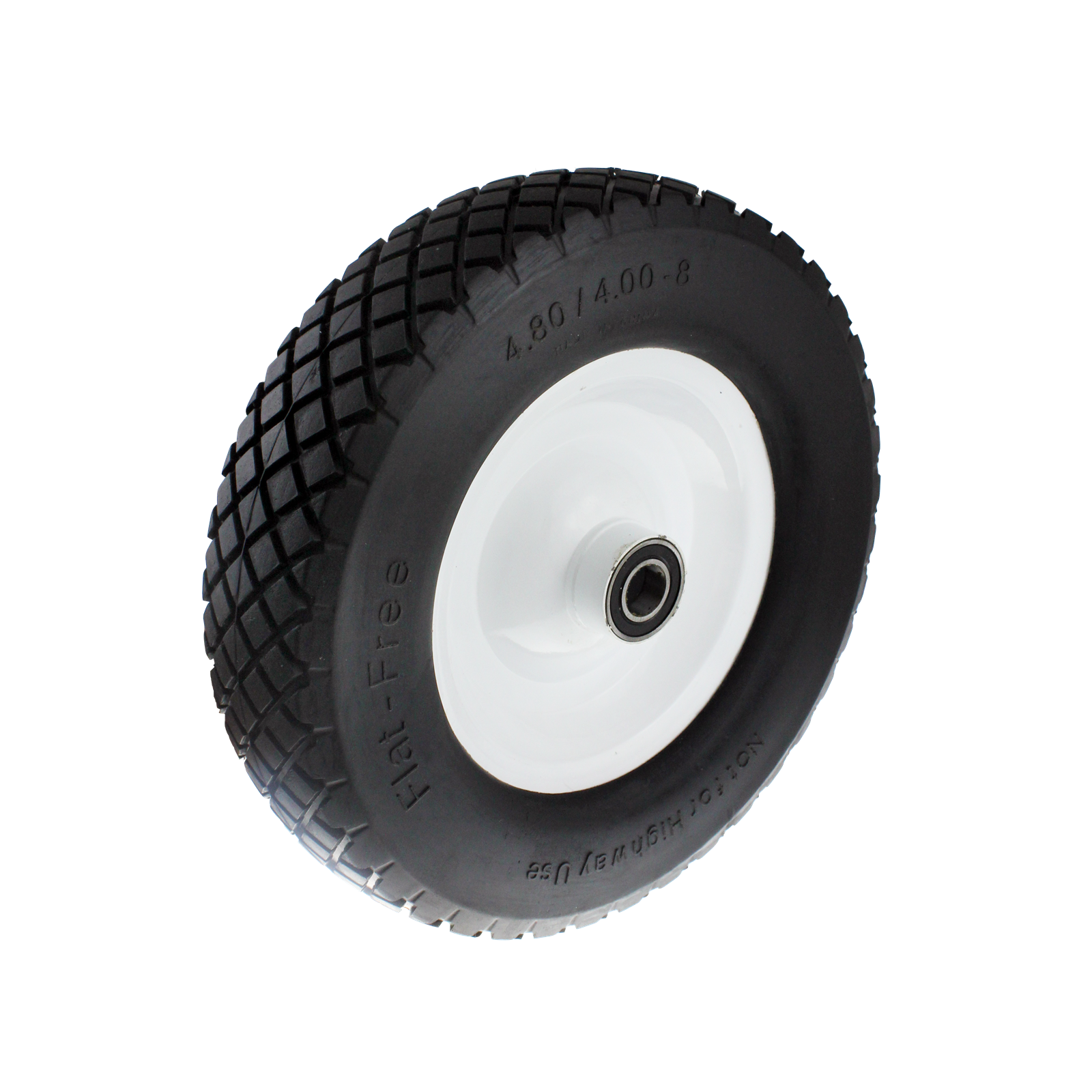 Easyroll 4.0 x 8" Flat Free Puncture Proof Wheelbarrow Wheel, PU Foam Steel, 150kg
