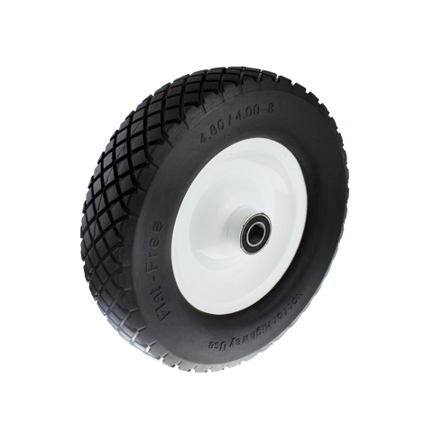 Easyroll 4.0 x 8" Flat Free Puncture Proof Wheelbarrow Wheel, PU Foam Steel, 150kg