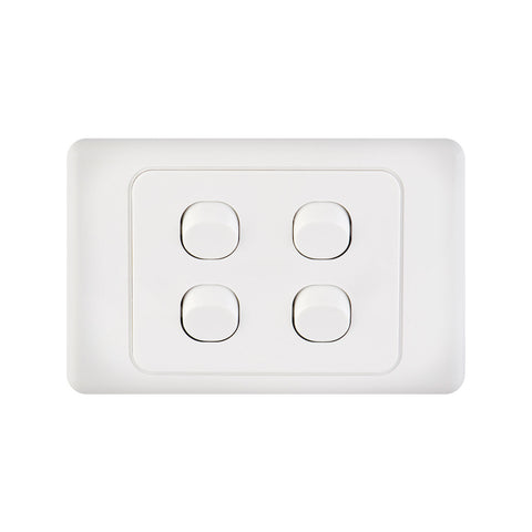 DETA White Quad Switch 4 Gang 240V 10A Polycarbonate 6104B