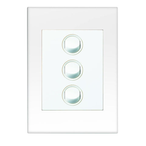 Hpm Vivo 3 Gang Wall Switch - 85mm x 118mm - Plastic - White - SuperSaverAU - view 1