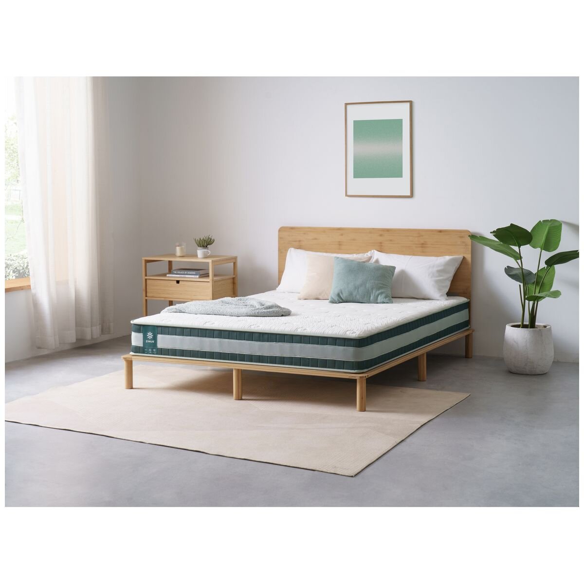 Zinus Queen Pocket Spring Mattress - Green - iCoils and Open-Cell Memory Foam - AU-MSSBO4ZC-08Q