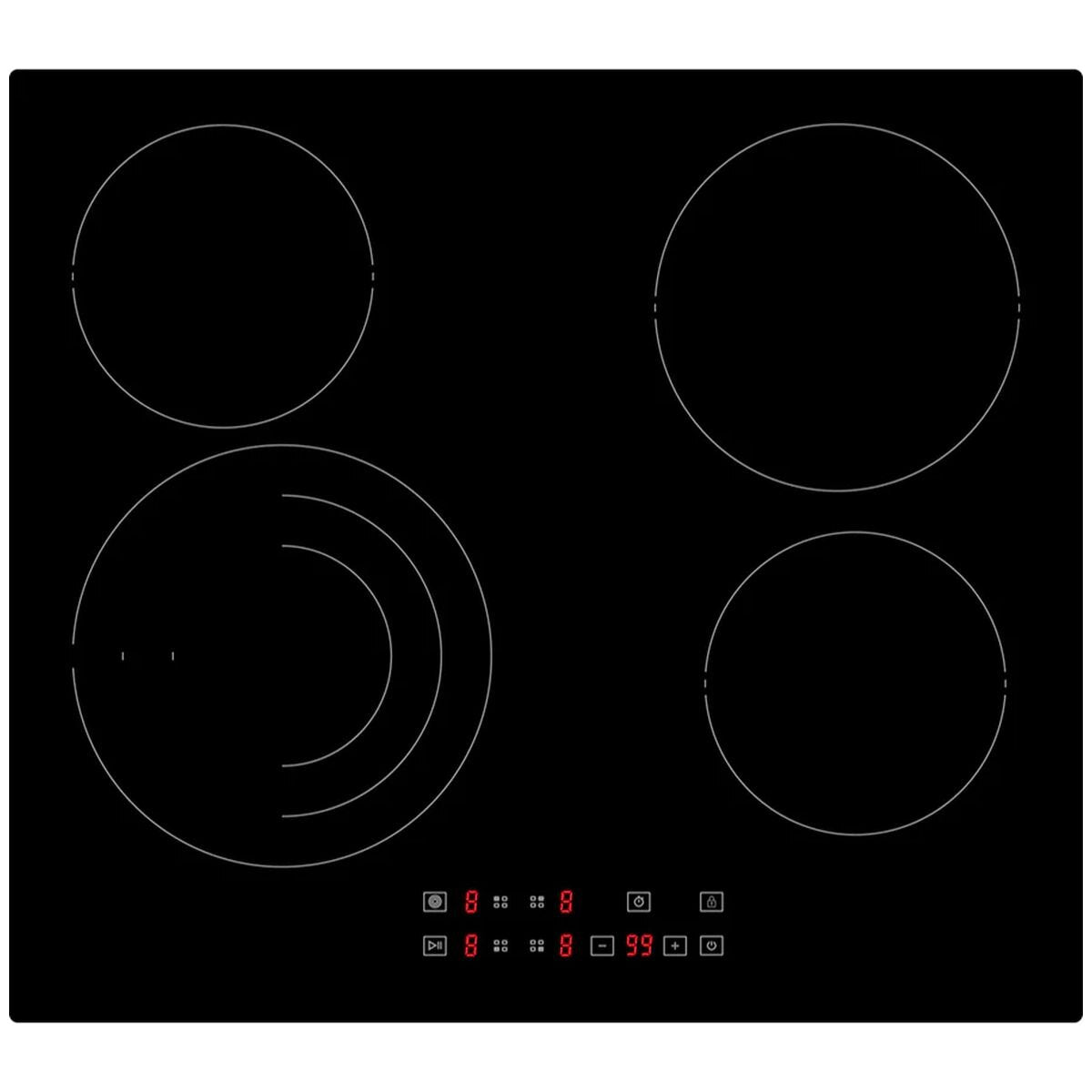 Whirlpool 60cm 4 Zone Ceramic Cooktop - Triple Zone, Touch Control, Stop and Go, Child Lock - WRT6340AUS