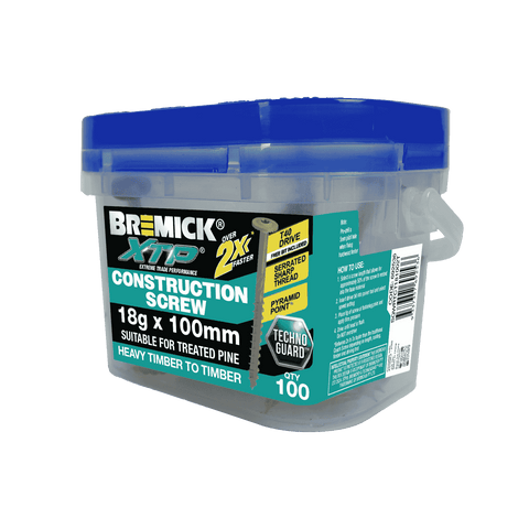 Bremick XTP 18g x 100mm T40 TechnoGuard Tan Construction Screws - 100 Pack