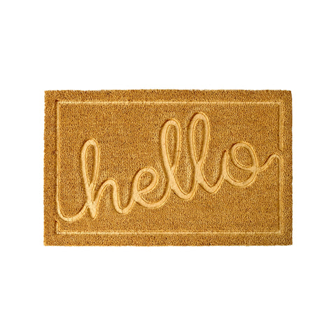 Hello Coir Outdoor Doormat 50 x 80cm Beige with Non-Slip PVC Backing Dirt Trapper