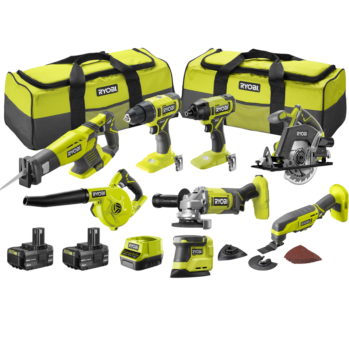 Ryobi 18V ONE+ 8-Piece Kit R18X8C142B - Cordless Power Tools Set - 15.1kg - SuperSaverAU - view 1