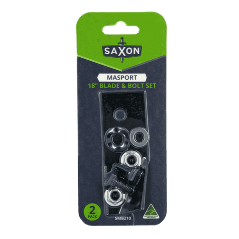 Saxon 18" Mower Blade & Bolt Set, 2 Pack, 13mm Hole, Suits Masport Quad Cut & Quick Cut