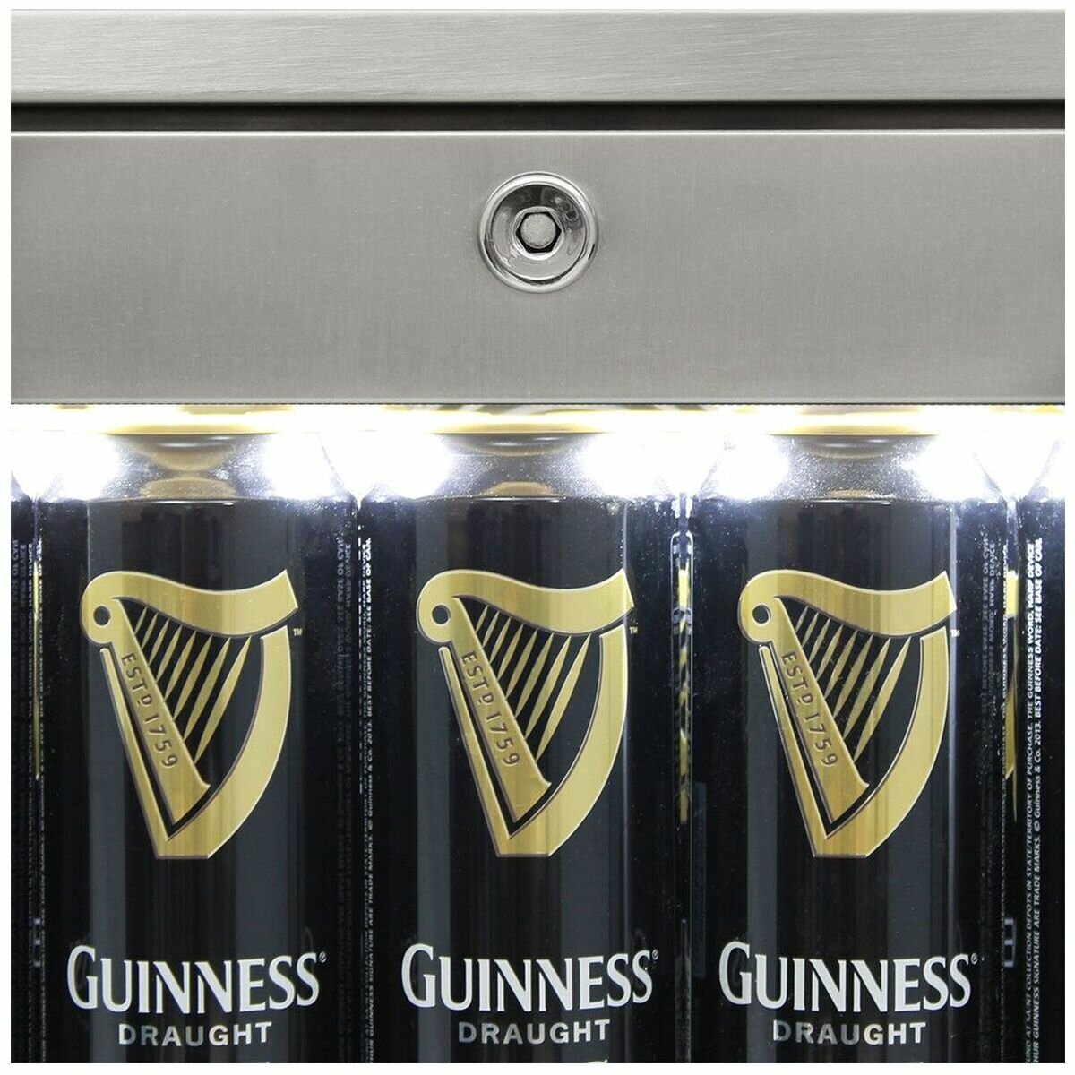 Rhino 129L Heated Glass Door Bar Fridge - Stainless Steel, Lockable, Two Adjustable Shelves, 7 Star - SG1R-HD