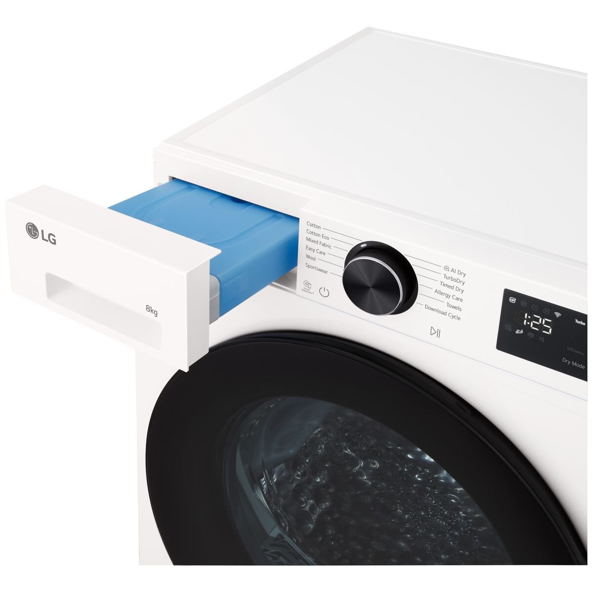 LG Series 3 8kg Heat Pump Dryer - White, 8 Star Energy Rating, Auto Cleaning Condenser - DXH3-08W