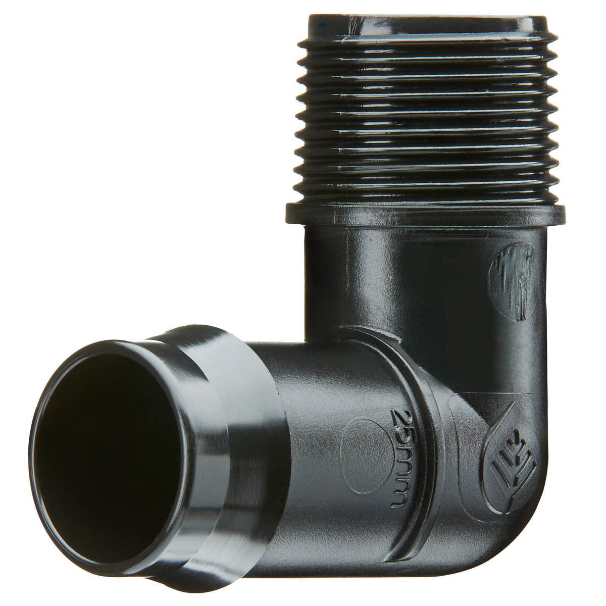 Pope 25mm Barbed x 20mm BSP Male Threaded Elbow - Black Poly, 1000kPa