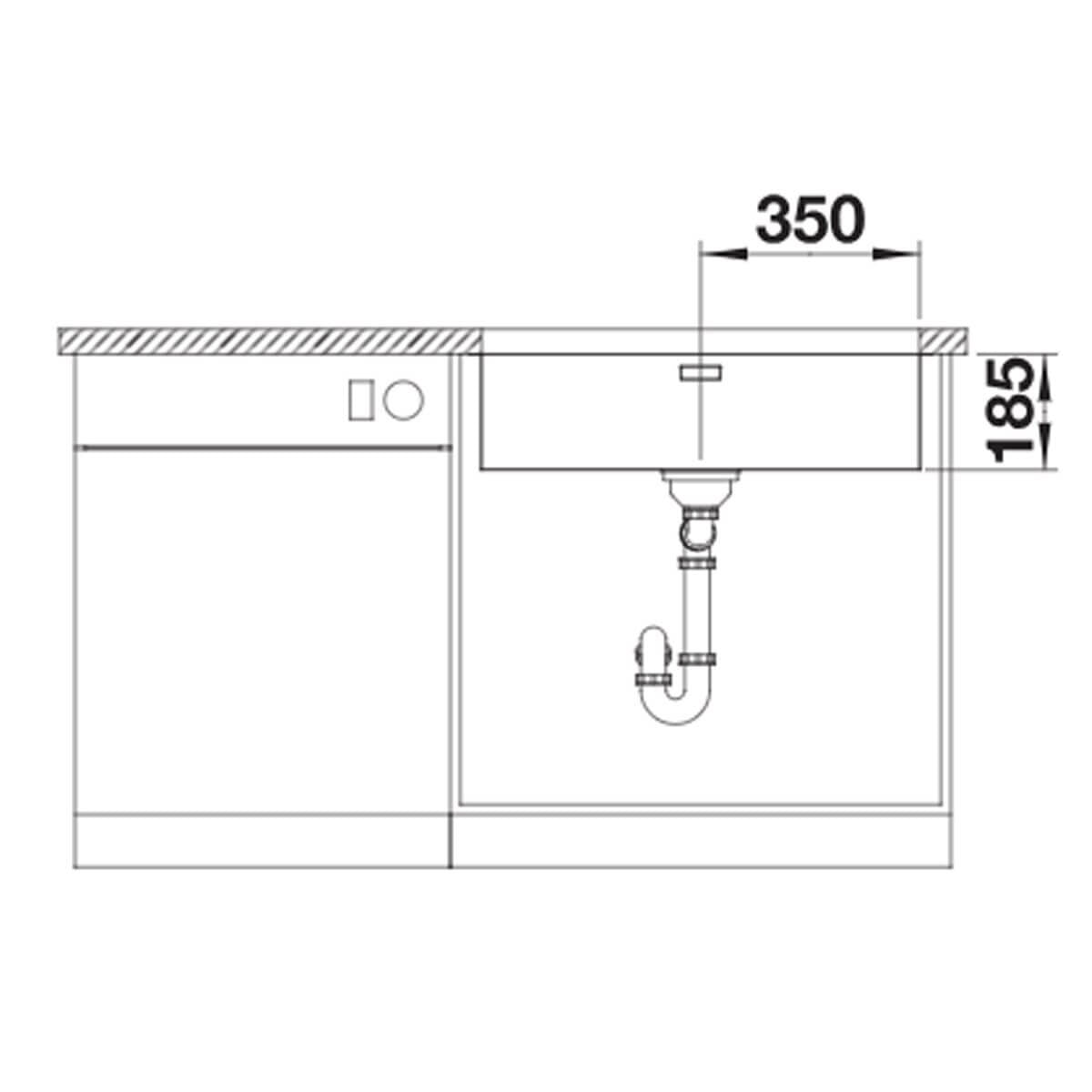 Blanco Solis 700-U undermount sink - stainless steel finish, covered C-overflow, InFino drain - 528001