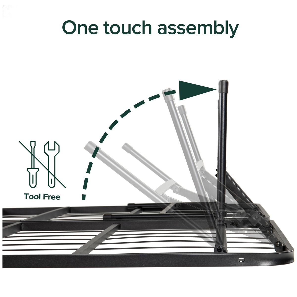 Zinus Smartbase Folding Bed Frame King - Black Steel, 33cm Under-Bed Clearance - AU-SBBK-14K