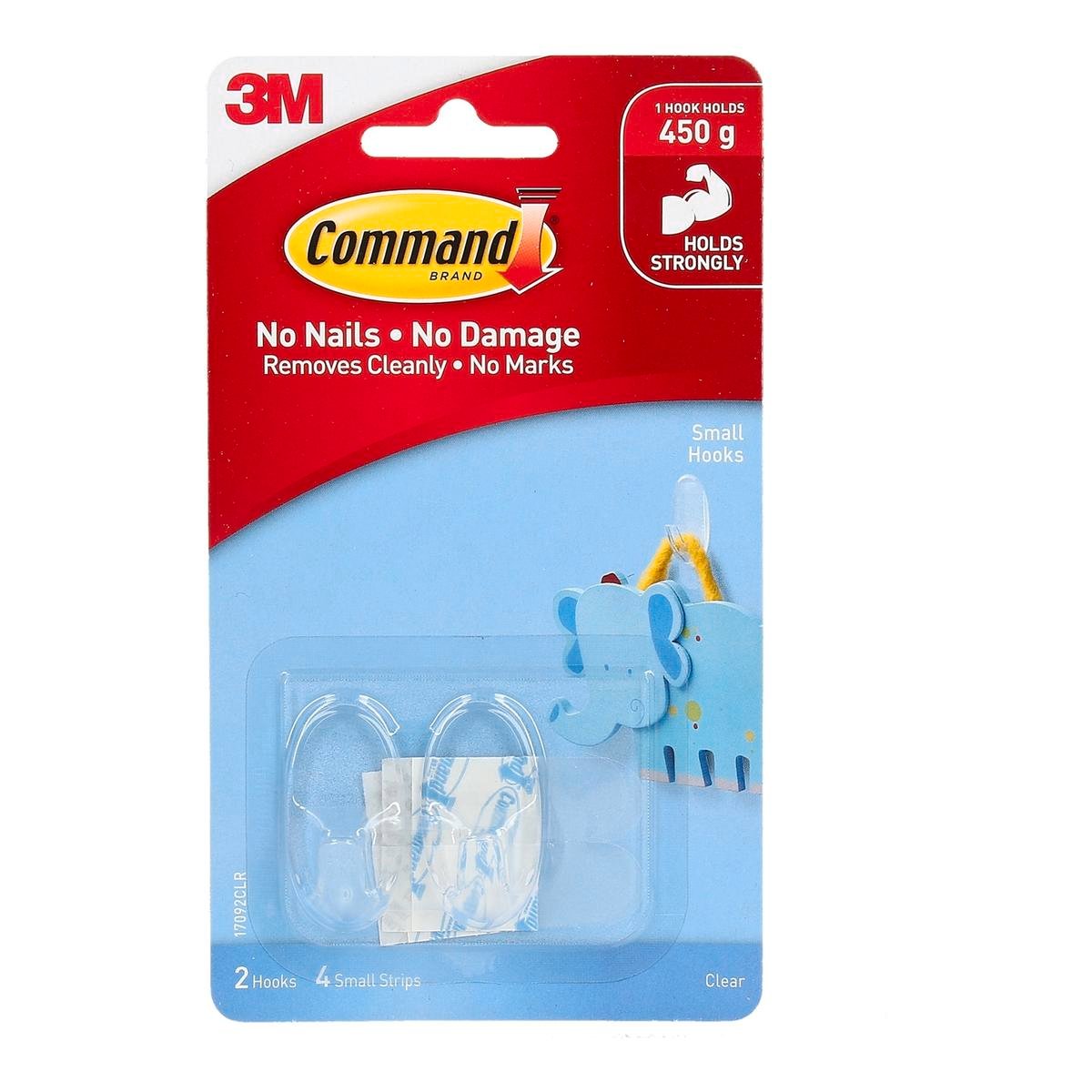 Command Small Clear Adhesive Wall Hooks - 2 Pack, Damage-Free