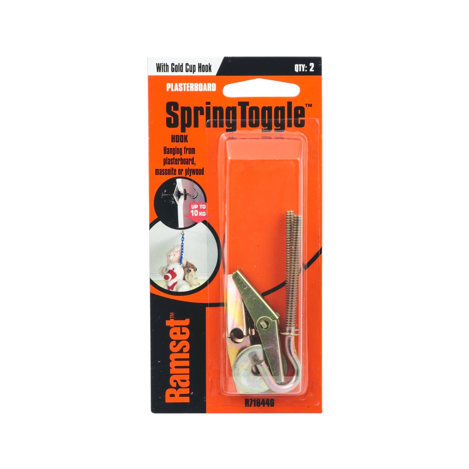 Ramset Gold Spring Toggle With Cup Hook - 2 Pack, Gold Passivated Steel Cavity Fixing