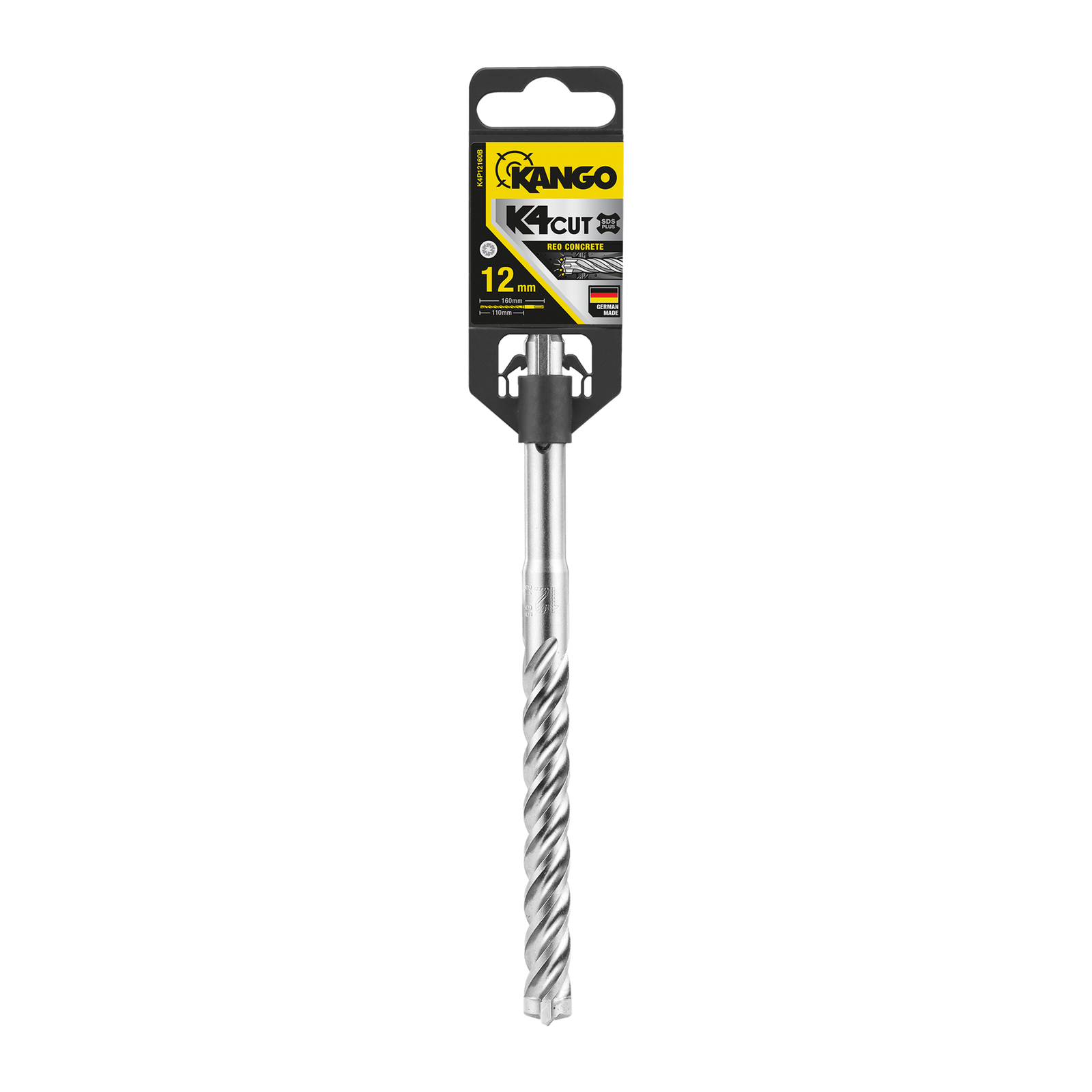 Kango 12mm x 160mm K4 SDS Plus Drill Bit for Concrete & Masonry, 110mm Drilling Depth