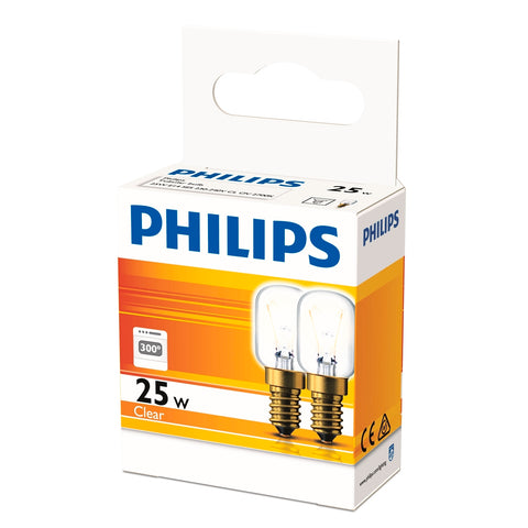 Philips T25 E14 25W Clear Oven Globe 172lm 2700K - 2 Pack